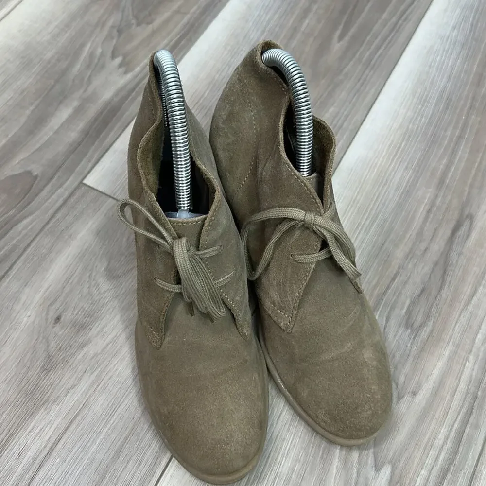 J. Crew neutral suede wedge booties size 7